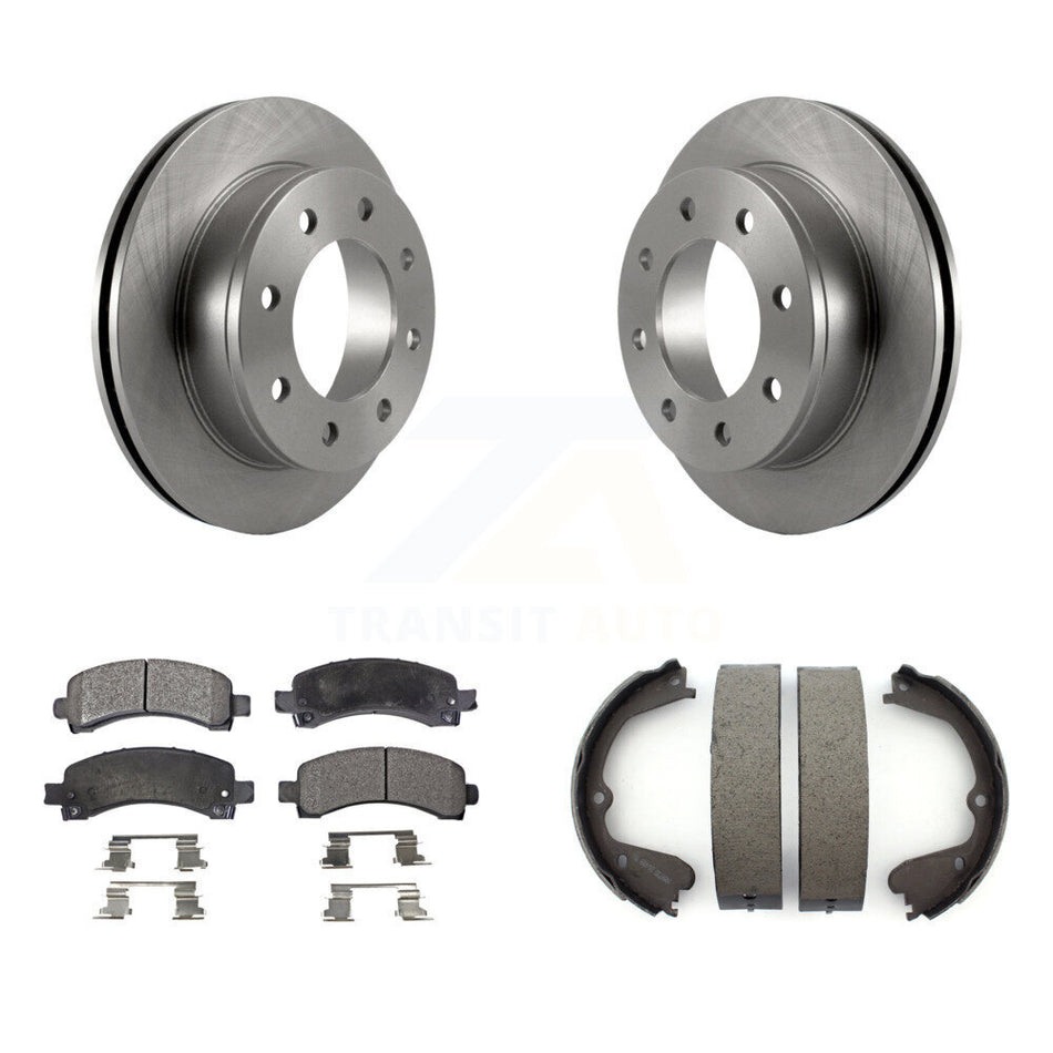 Rear Disc Rotors Semi-Metallic Pads And Parking Shoes Kit For GMC Savana 3500 Cutaway Van K8F-104558