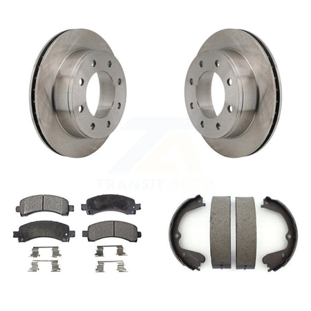 Rear Disc Rotors Semi-Metallic Pads Parking Shoes Kit For 12 GMC Savana 3500 Cutaway Van K8F-104559