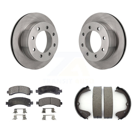 Rear Disc Rotors Semi-Metallic Pads And Parking Shoes Kit For GMC Savana 3500 Cutaway Van K8F-104560