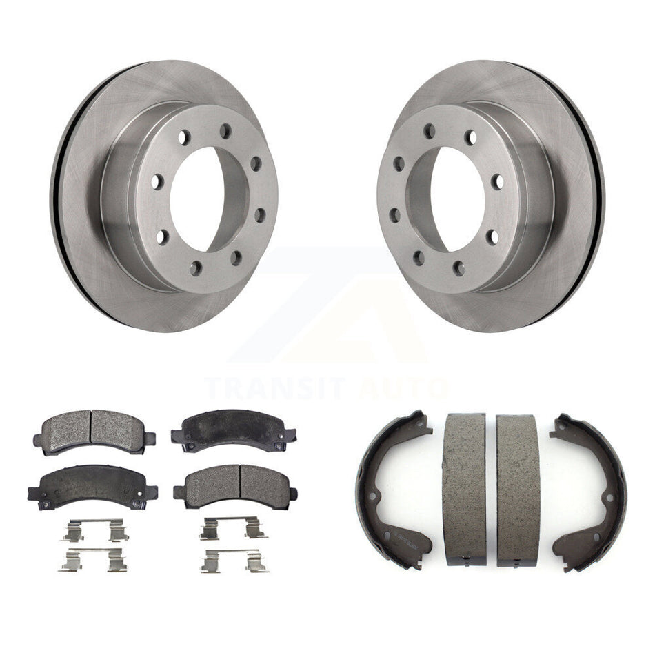 Rear Disc Rotors Semi-Metallic Pads And Parking Shoes Kit For GMC Savana 3500 Cutaway Van K8F-104560