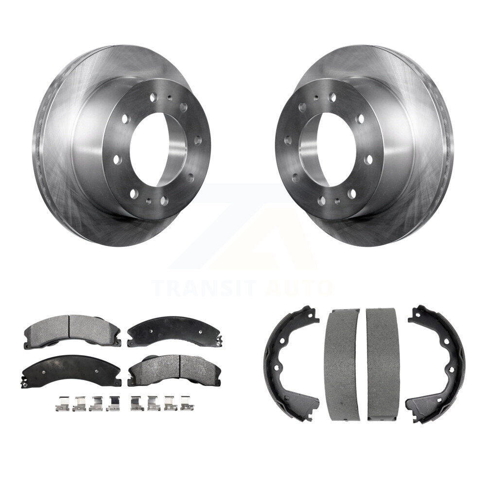 Rear Disc Rotors Semi-Metallic Pads & Parking Shoes Kit For GMC Sierra 2500 HD Chevrolet K8F-104562