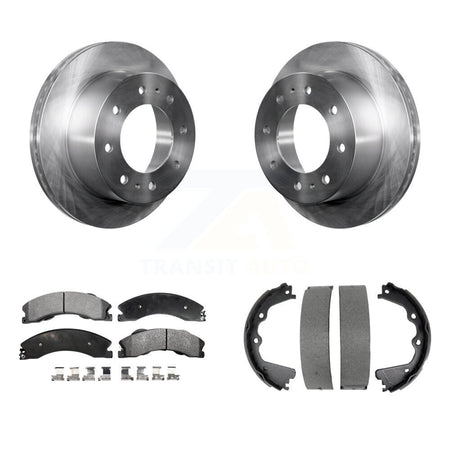 Rear Disc Rotors Semi-Metallic Pads & Parking Shoes Kit For GMC Sierra 2500 HD Chevrolet K8F-104562
