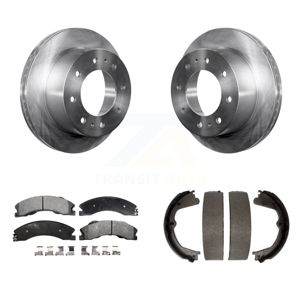 Rear Disc Rotors Semi-Metallic Pads Parking Shoes Kit For Chevrolet Silverado 2500 HD GMC K8F-104563