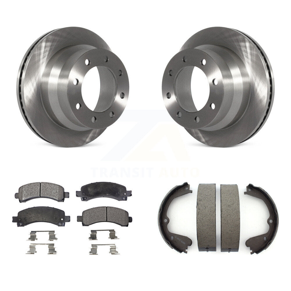 Rear Disc Rotors Semi-Metallic Pads & Parking Brake Shoes Kit For Chevrolet Express 4500 K8F-104565
