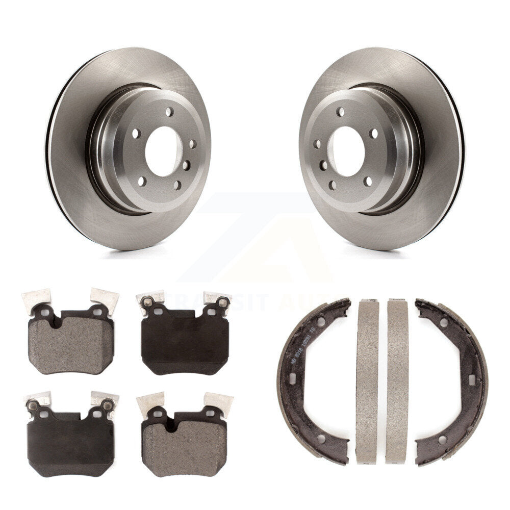 Rear Disc Rotors Semi-Metallic Pads And Parking Brake Shoes Kit For BMW 135i 135is K8F-104570