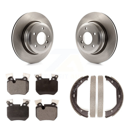 Rear Disc Rotors Semi-Metallic Pads And Parking Brake Shoes Kit For BMW 135i 135is K8F-104570