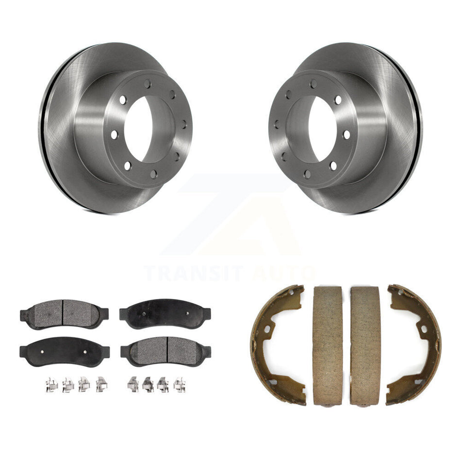 Rear Disc Rotors Semi-Metallic Pads And Parking Shoes Kit For Ford F-350 Super Duty F-250 K8F-104572