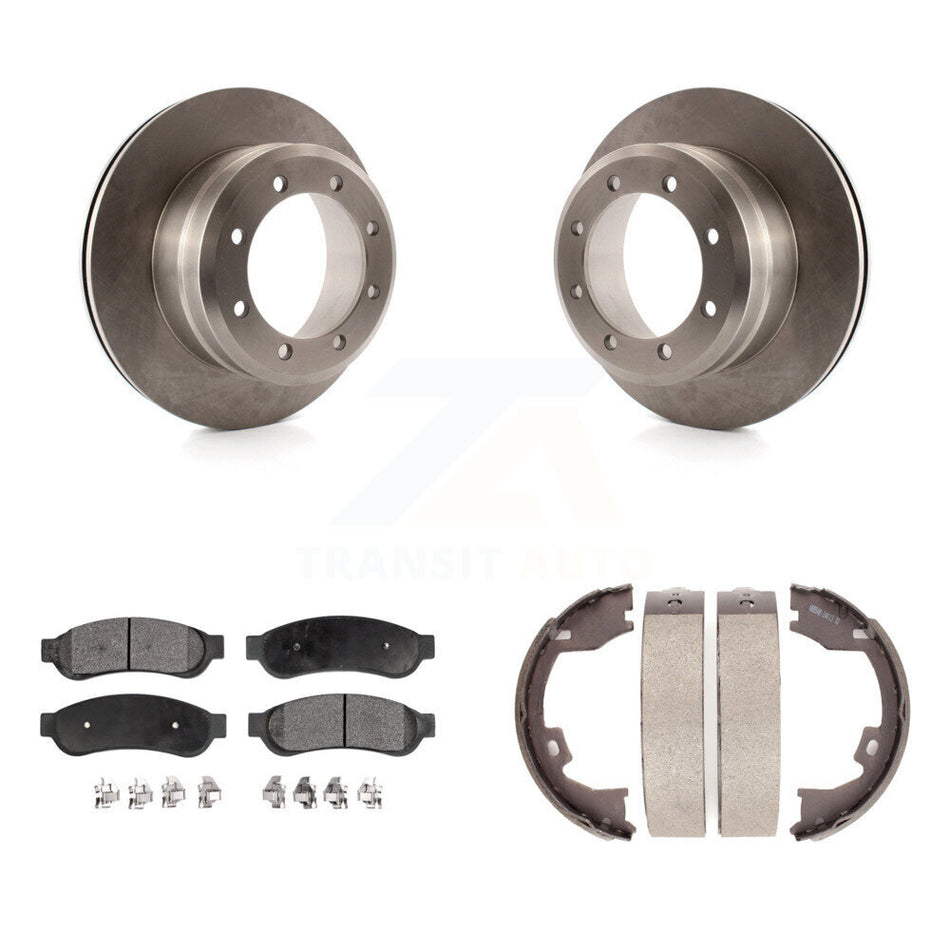 Rear Disc Rotors Semi-Metallic Pads And Parking Shoes Kit For Ford F-350 Super Duty F-250 K8F-104573