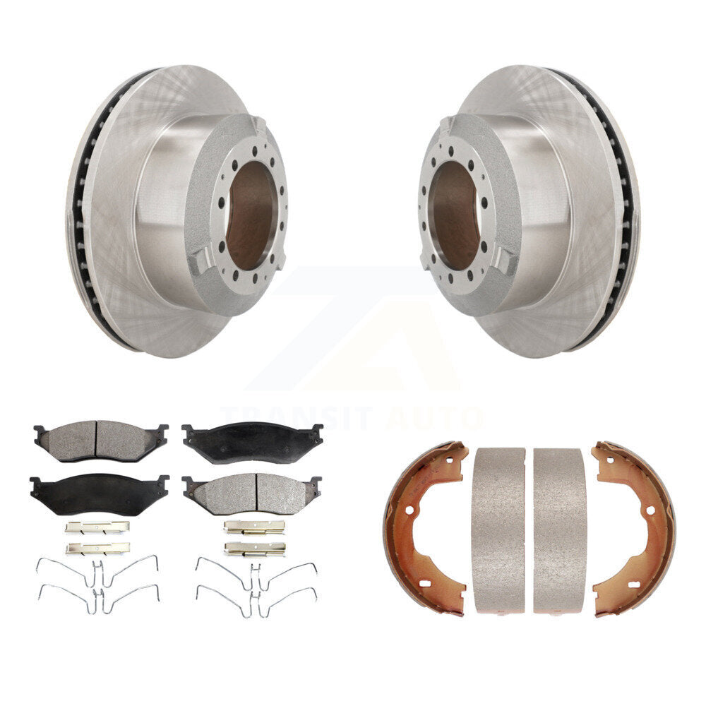 Rear Disc Rotors Semi-Metallic Pads Parking Shoes Kit For Ford F-450 Super Duty F-550 LCF K8F-104574