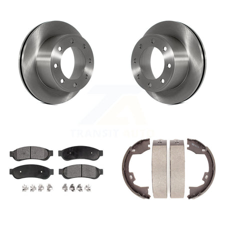 Rear Disc Rotors Semi-Metallic Pads And Parking Shoes Kit For Ford F-250 Super Duty F-350 K8F-104575