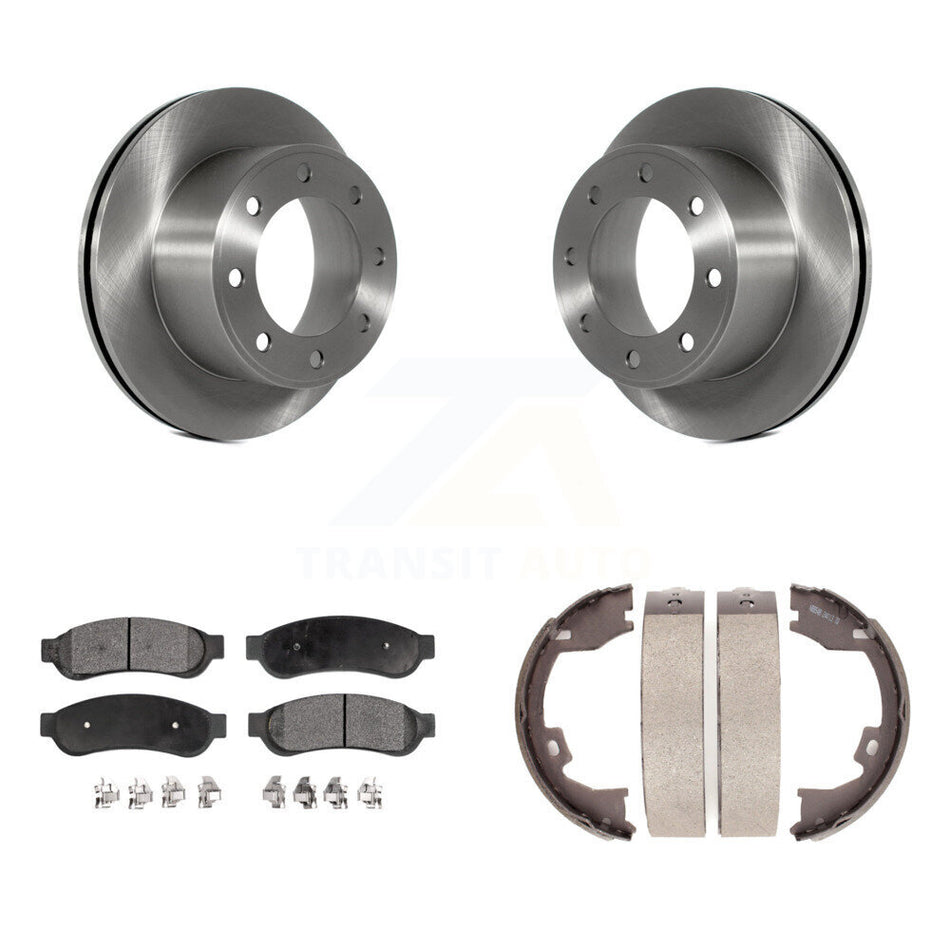 Rear Disc Rotors Semi-Metallic Pads And Parking Shoes Kit For Ford F-250 Super Duty F-350 K8F-104575