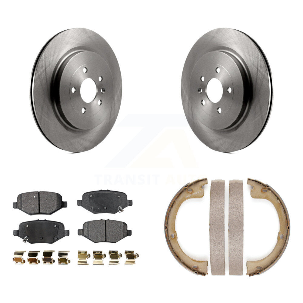 Rear Disc Rotors Semi-Metallic Pads And Parking Brake Shoes Kit For Lincoln MKT K8F-104576