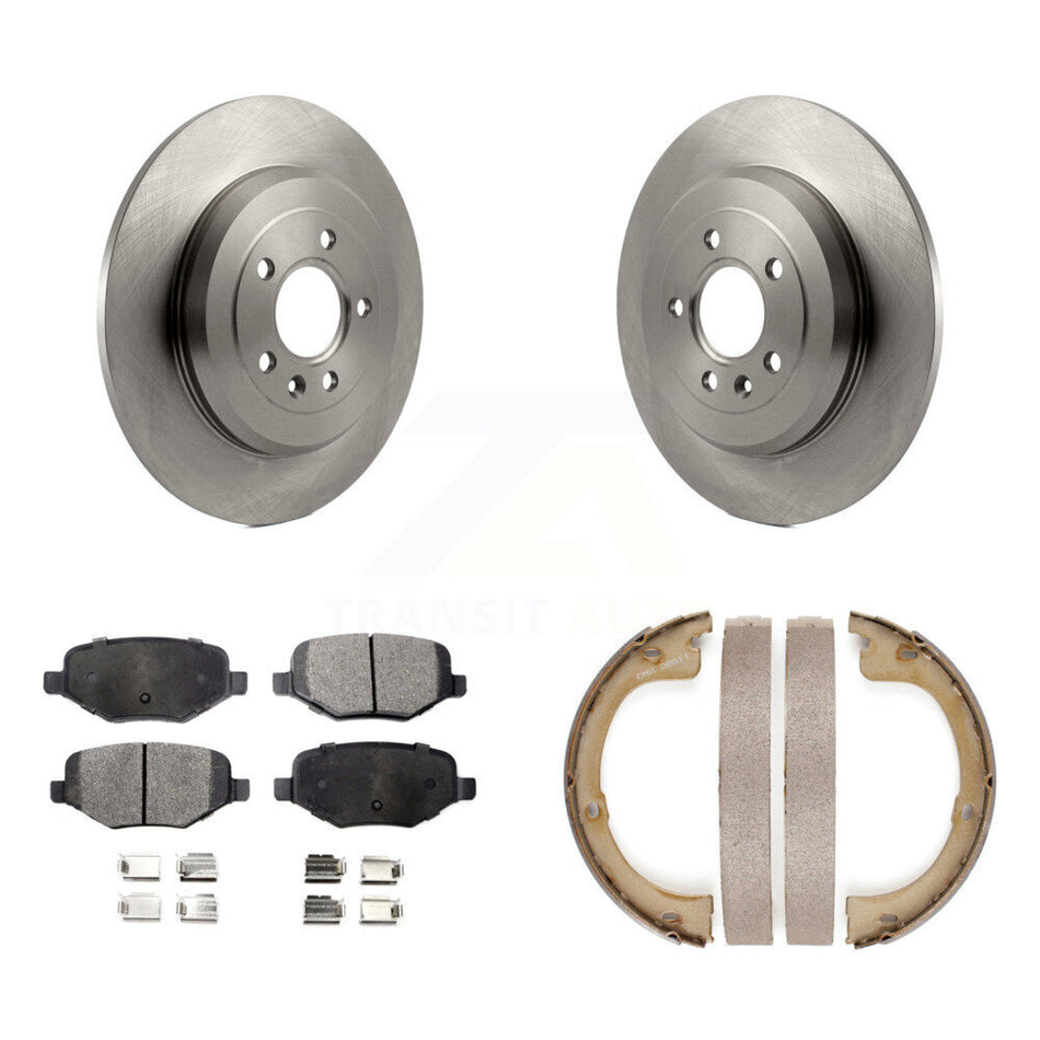 Rear Disc Rotors Semi-Metallic Pads And Parking Brake Shoes Kit For Lincoln MKT K8F-104577