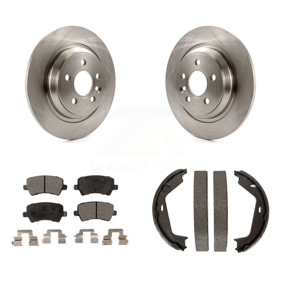 Rear Disc Rotors Semi-Metallic Pads Parking Shoes Kit For Volvo S80 AWD With Solid Rotor K8F-104579