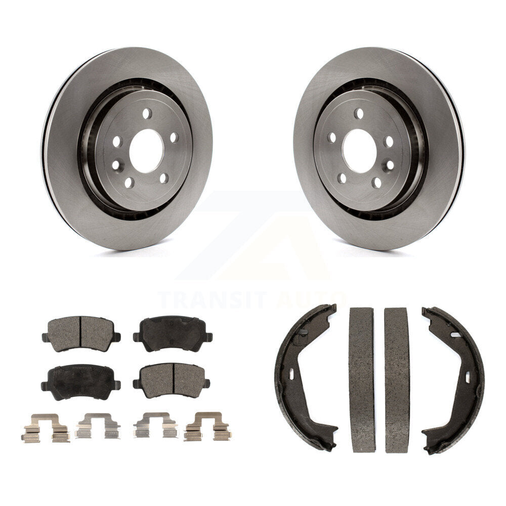 Rear Disc Rotors Semi-Metallic Pads Parking Shoes Kit For Volvo S80 AWD With Vented Rotor K8F-104580