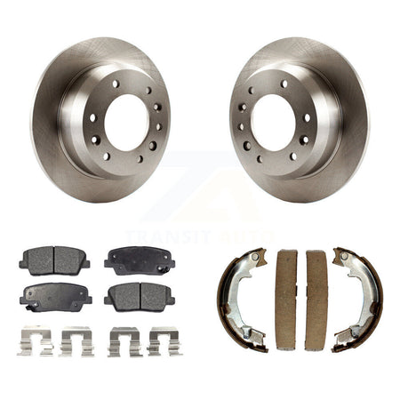 Rear Disc Rotors Semi-Metallic Pads & Parking Shoes Kit For Kia Sedona Hyundai Entourage K8F-104584
