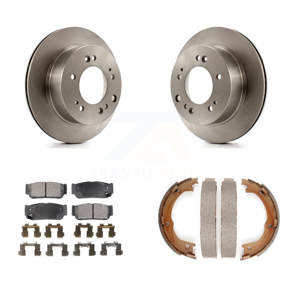 Rear Disc Rotors Semi-Metallic Pads And Parking Brake Shoes Kit For 2007-2009 Kia Sorento K8F-104585
