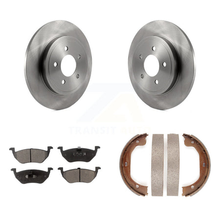 Rear Disc Rotors Semi-Metallic Pads Parking Brake Shoes Kit For Ford Escape Mazda Tribute K8F-104586