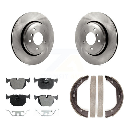 Rear Disc Rotors Semi-Metallic Pads And Parking Brake Shoes Kit For BMW 330Ci 330i 330xi K8F-104590