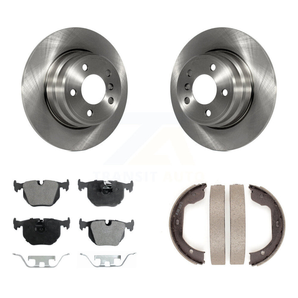 Rear Disc Rotors Semi-Metallic Pads And Parking Brake Shoes Kit For BMW X5 K8F-104591