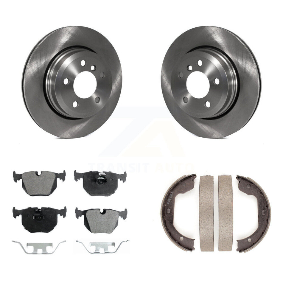 Rear Disc Rotors Semi-Metallic Pads And Parking Brake Shoes Kit For 2004-2010 BMW X3 K8F-104592