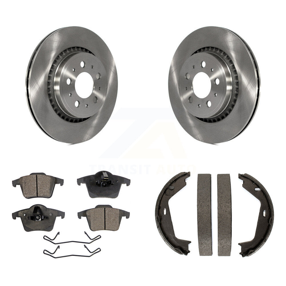 Rear Disc Rotors Semi-Metallic Pads And Parking Brake Shoes Kit For 2003-2007 Volvo XC90 K8F-104593