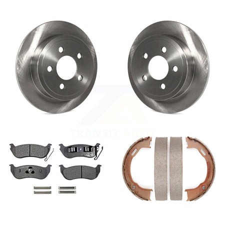 Rear Disc Rotors Semi-Metallic Pads Parking Brake Shoes Kit For Jeep Liberty Wrangler TJ K8F-104594