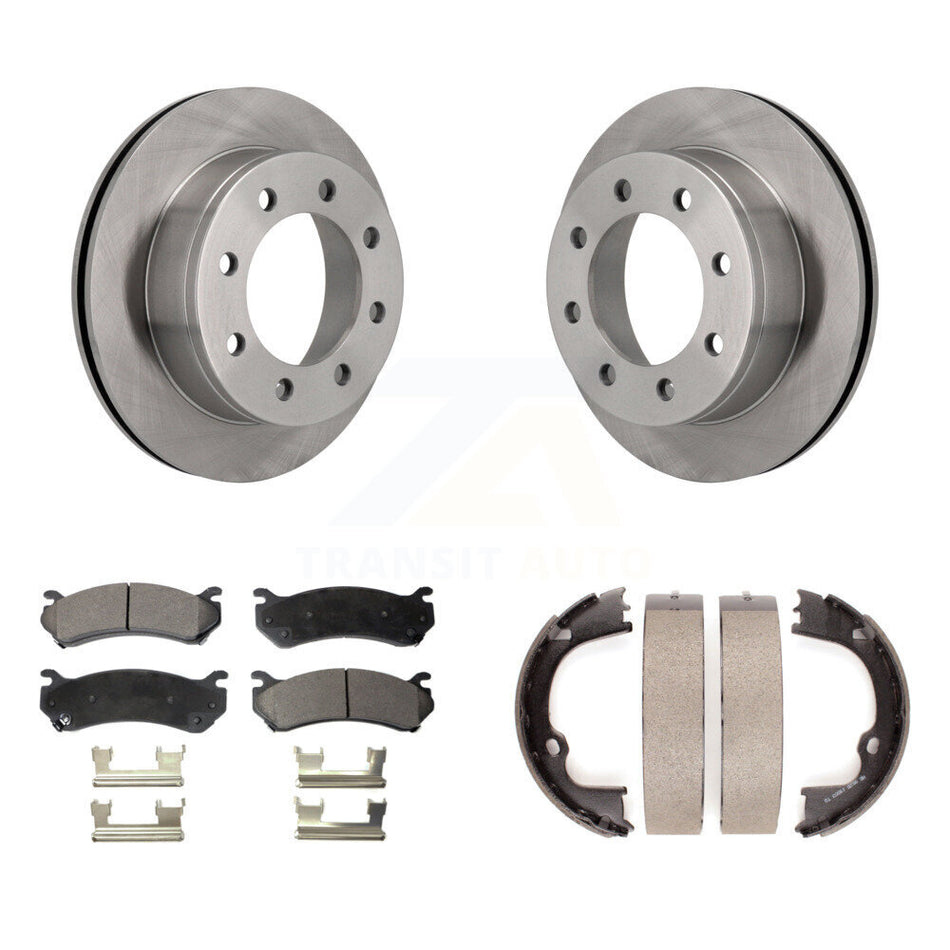 Rear Disc Rotors Semi-Metallic Pads Parking Shoes Kit For GMC Chevrolet Silverado 2500 HD K8F-104598