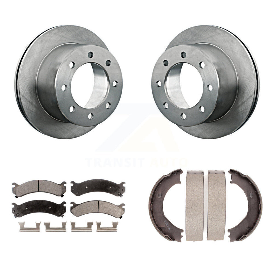 Rear Disc Rotors Semi-Metallic Pads Parking Shoes Kit For Chevrolet GMC Silverado 3500 HD K8F-104600