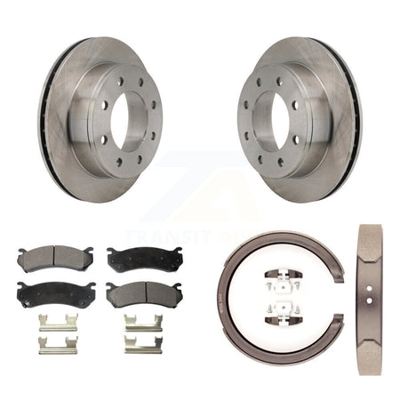 Rear Disc Rotors Semi-Metallic Pads Parking Shoes Kit For GMC Chevrolet Silverado 1500 HD K8F-104603