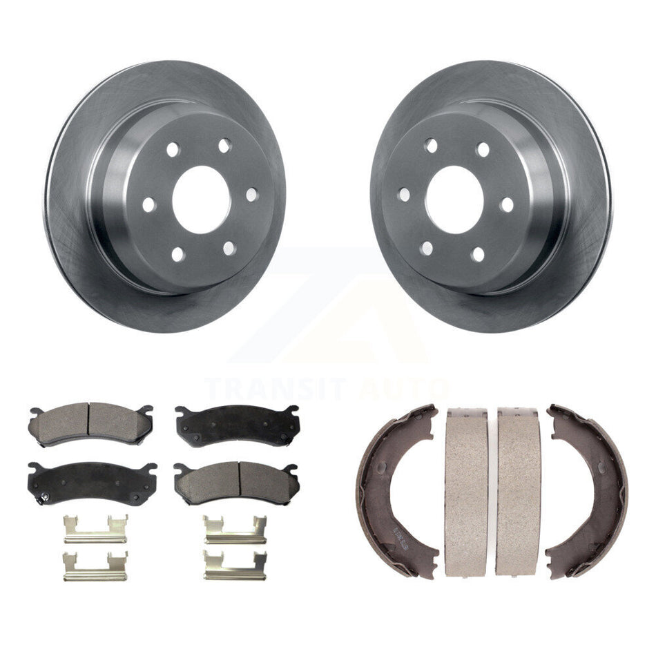 Rear Disc Rotors Semi-Metallic Pads Parking Shoes Kit For Chevrolet Silverado 2500 HD GMC K8F-104605