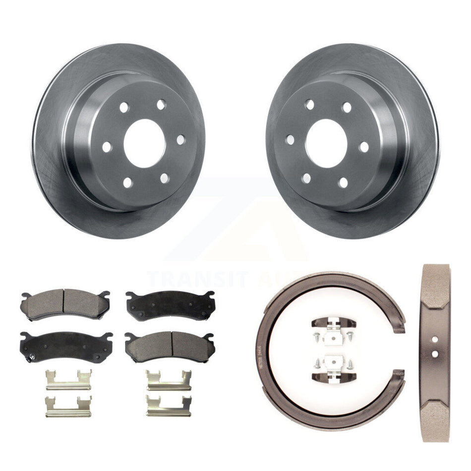 Rear Disc Rotors Semi-Metallic Pads & Parking Brake Shoes Kit For Chevrolet Suburban 2500 K8F-104606