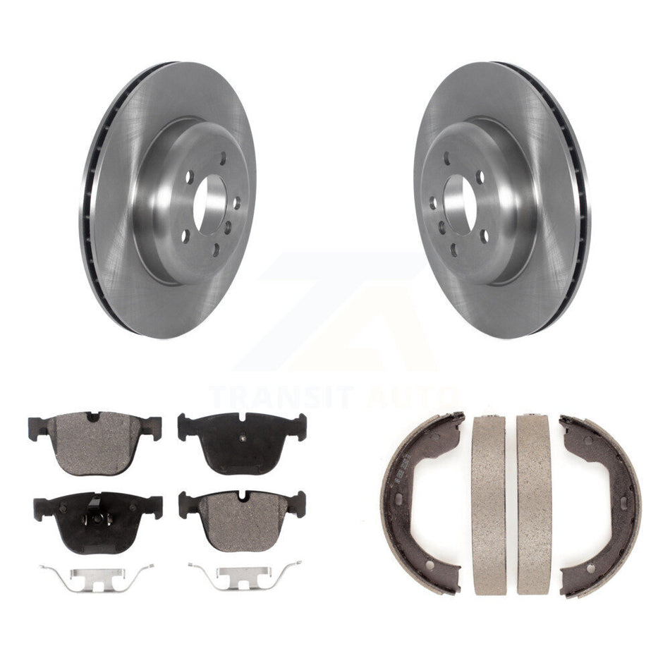 Rear Disc Rotors Semi-Metallic Pads Parking Shoes Kit For BMW 535i GT xDrive 740Li 740i 7 K8F-104607