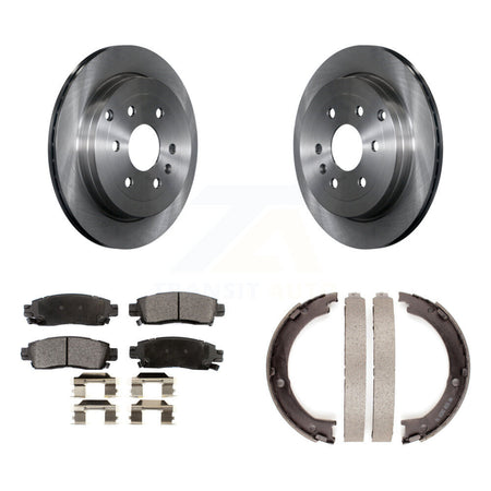 Rear Disc Rotors Semi-Metallic Pads Parking Shoes Kit For GMC Acadia Buick Enclave Saturn K8F-104612