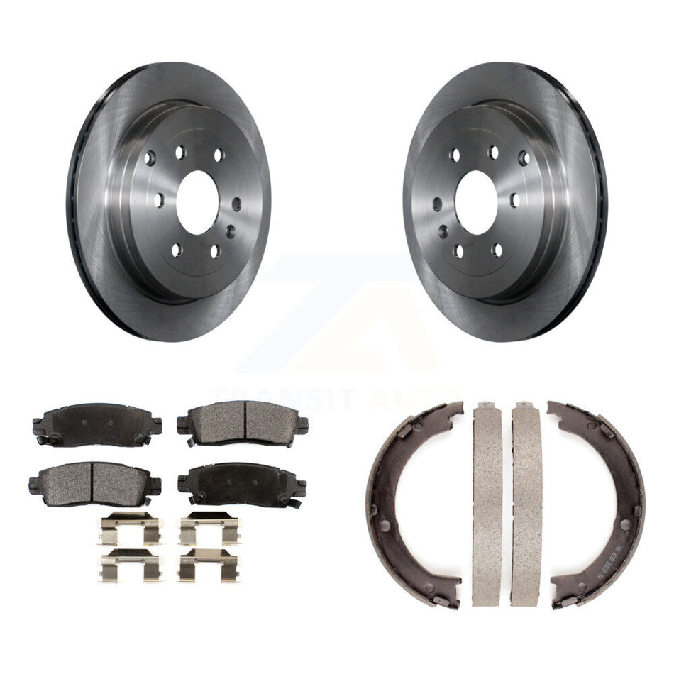 Rear Disc Rotors Semi-Metallic Pads Parking Shoes Kit For GMC Acadia Buick Enclave Saturn K8F-104612