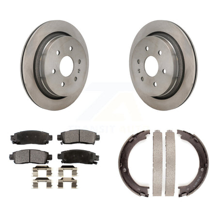 Rear Disc Rotors Semi-Metallic Pads And Parking Brake Shoes Kit For Cadillac XTS K8F-104614