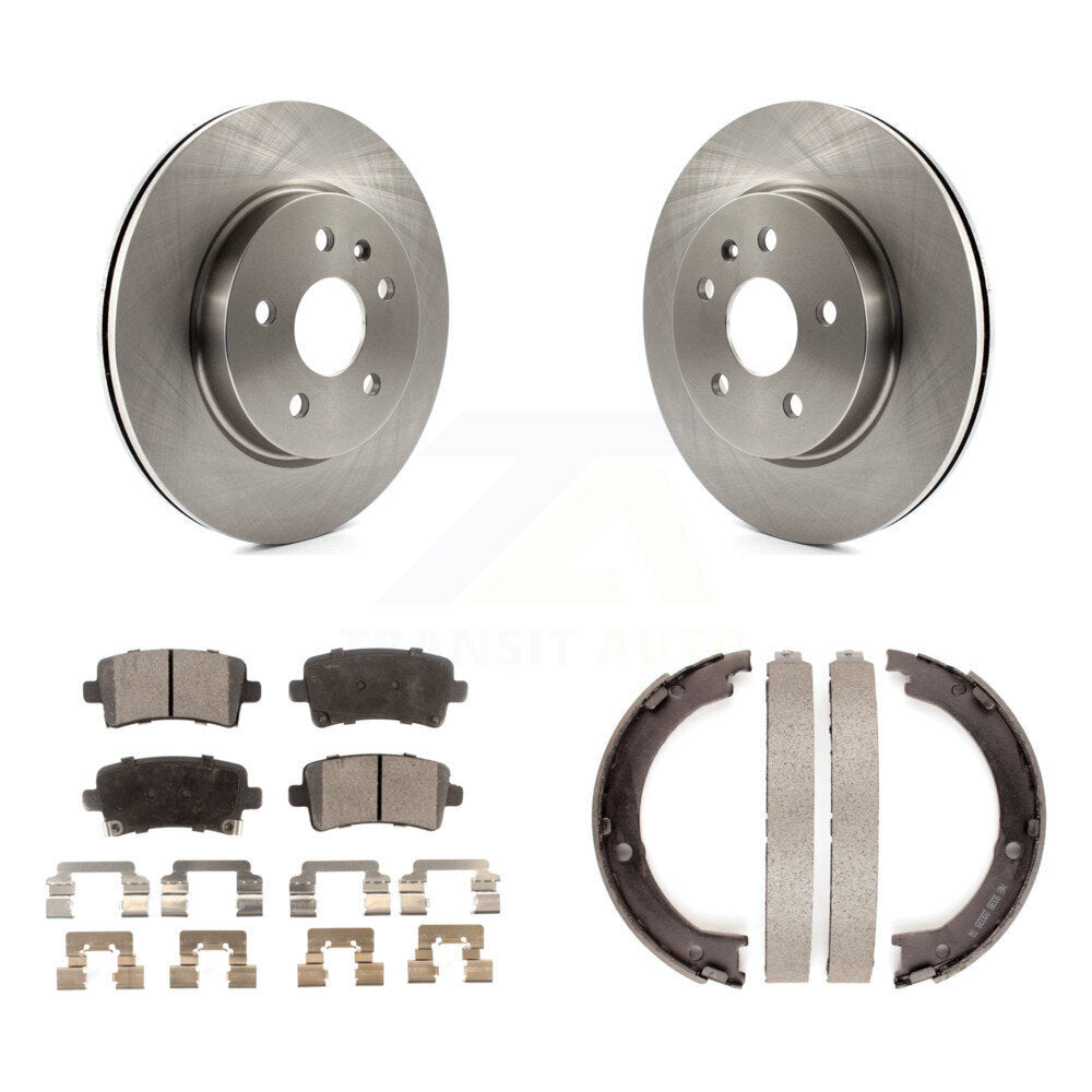 Rear Disc Rotors Semi-Metallic Pads And Parking Brake Shoes Kit For Cadillac XTS K8F-104615