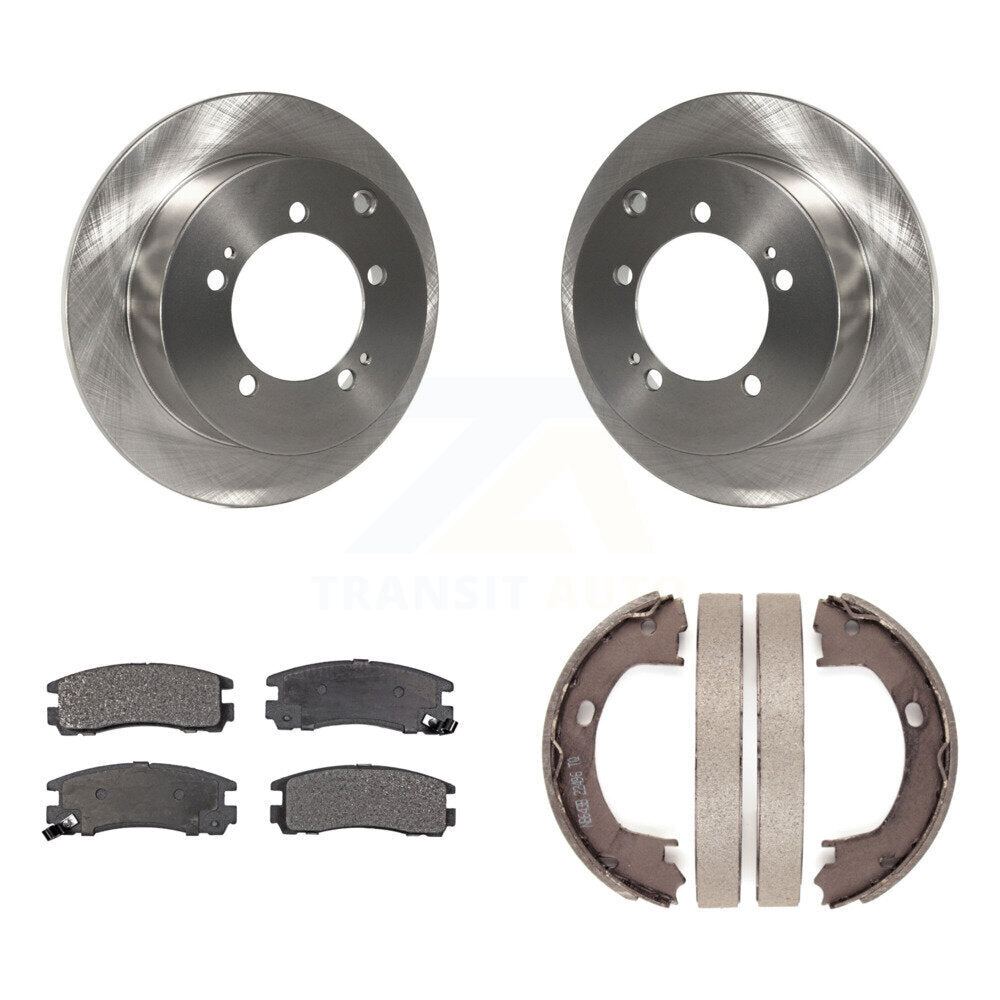 Rear Disc Rotors Semi-Metallic Pads Parking Brake Shoes Kit For Mitsubishi Eclipse Dodge K8F-104626