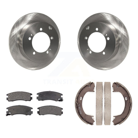 Rear Disc Rotors Semi-Metallic Pads Parking Brake Shoes Kit For Mitsubishi Eclipse Dodge K8F-104626