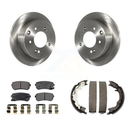 Rear Disc Rotors Semi-Metallic Pads Parking Brake Shoes Kit For 2010-2013 Kia Forte Koup K8F-104631