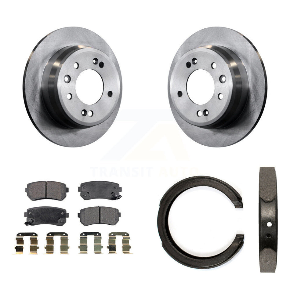 Rear Disc Rotors Semi-Metallic Pads And Parking Shoes Kit For 2011-2016 Kia Sportage FWD K8F-104632