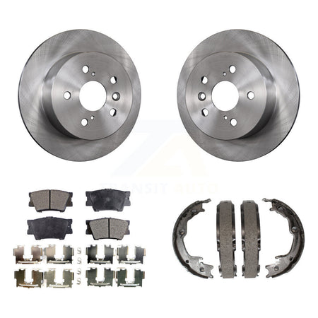 Rear Disc Rotors Semi-Metallic Pads Parking Shoes Kit For Toyota Camry Lexus ES350 Avalon K8F-104635