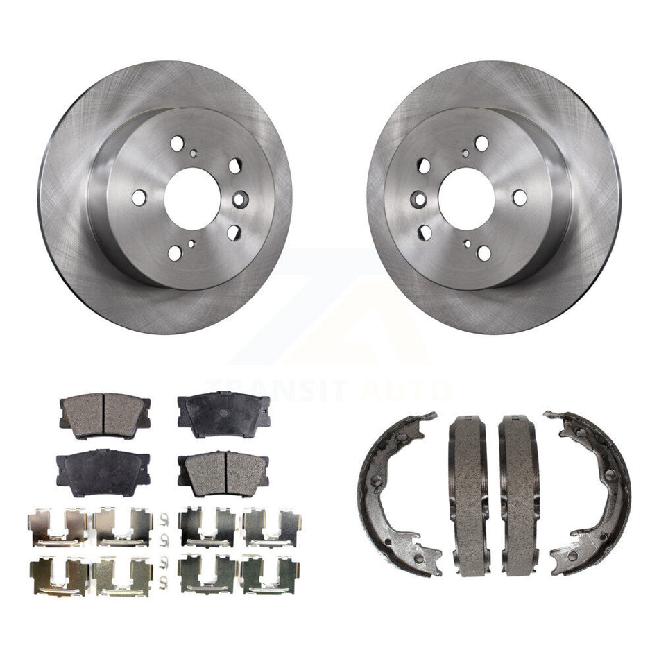 Rear Disc Rotors Semi-Metallic Pads Parking Shoes Kit For Toyota Camry Lexus ES350 Avalon K8F-104635
