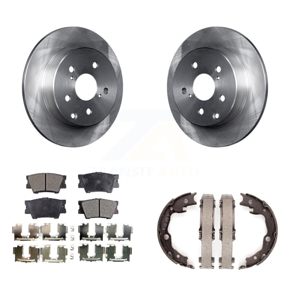 Rear Disc Rotors Semi-Metallic Pads Parking Brake Shoes Kit For Toyota RAV4 Lexus HS250h K8F-104636