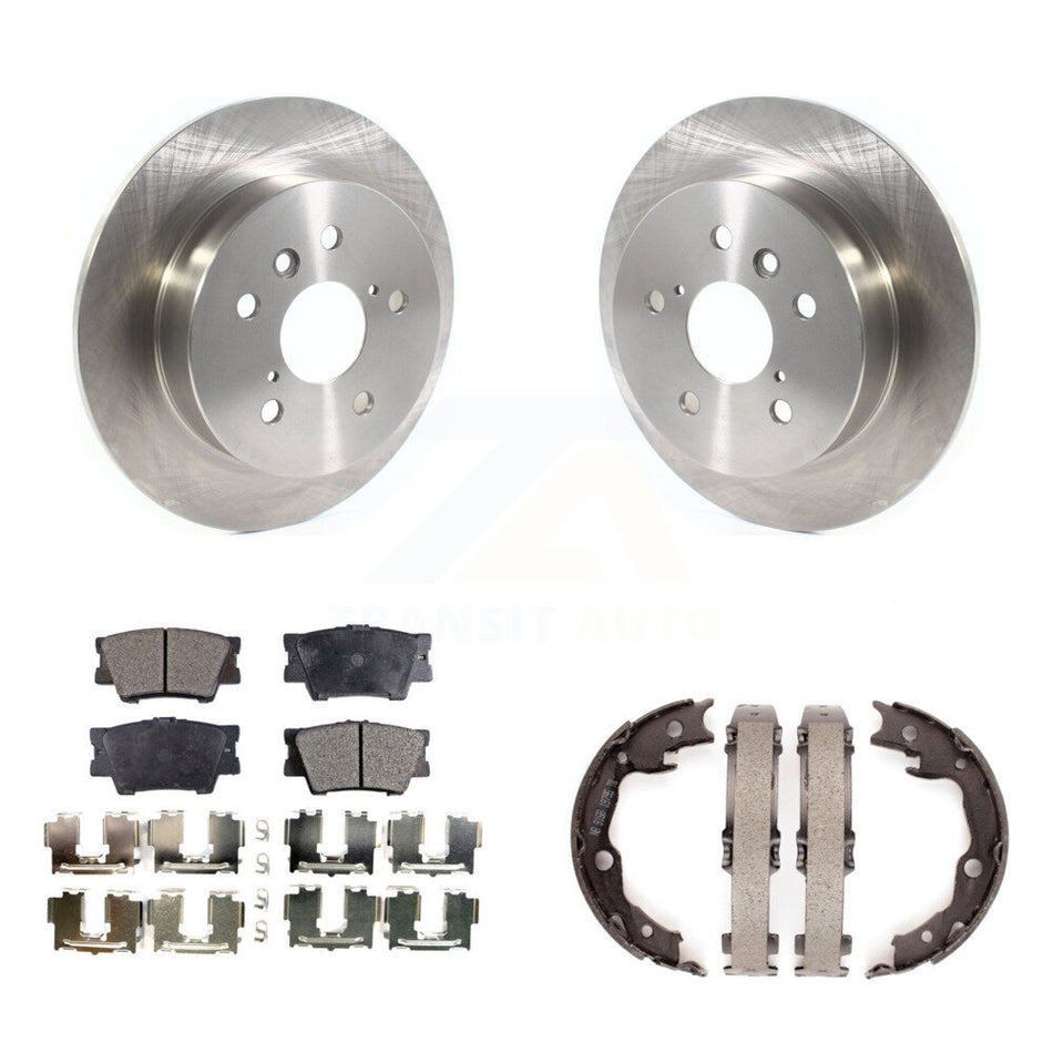 Rear Disc Rotors Semi-Metallic Pads And Parking Brake Shoes Kit For Toyota Camry K8F-104640