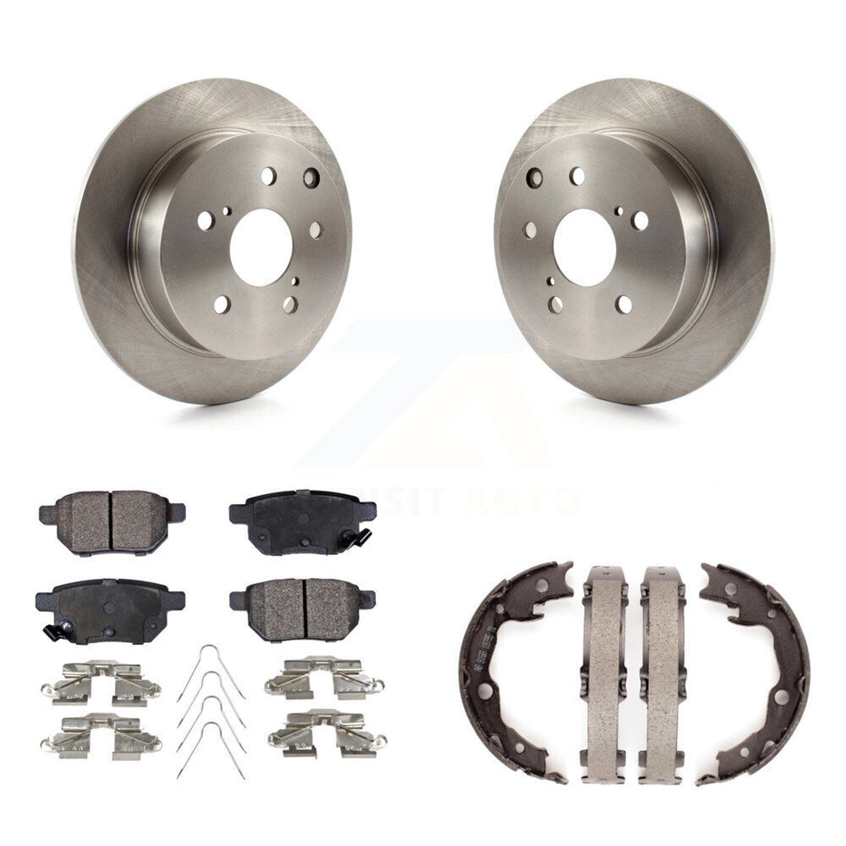 Rear Disc Rotors Semi-Metallic Pads & Parking Brake Shoes Kit For 2010 Toyota Matrix XRS K8F-104642