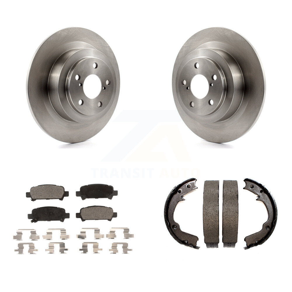 Rear Disc Rotors Semi-Metallic Pads And Parking Brake Shoes Kit For 2000 Subaru Legacy K8F-104645