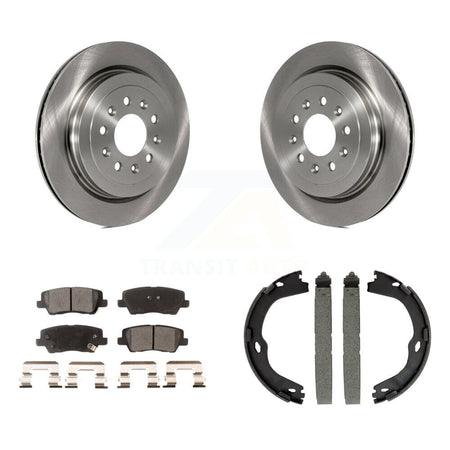 Rear Disc Rotors Semi-Metallic Pads And Parking Brake Shoes Kit For Cadillac ATS K8F-104648