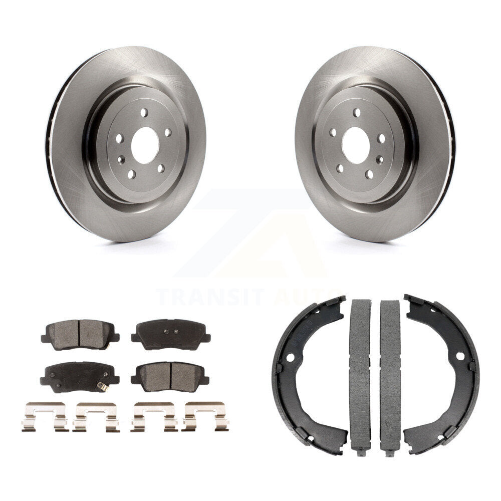 Rear Disc Rotors Semi-Metallic Pads Parking Shoes Kit For 15 Cadillac CTS Coupe with 6.2L K8F-104649
