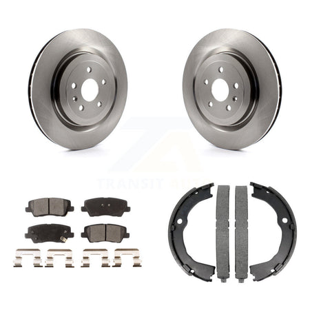 Rear Disc Rotors Semi-Metallic Pads Parking Shoes Kit For 15 Cadillac CTS Coupe with 6.2L K8F-104649